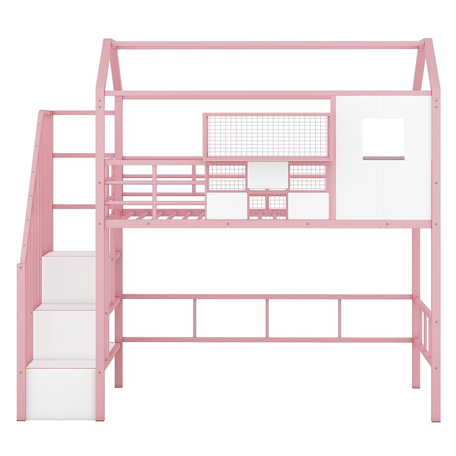 Amazon｜ツインサイズ ハウスシェイプ ロフトベッド 屋根